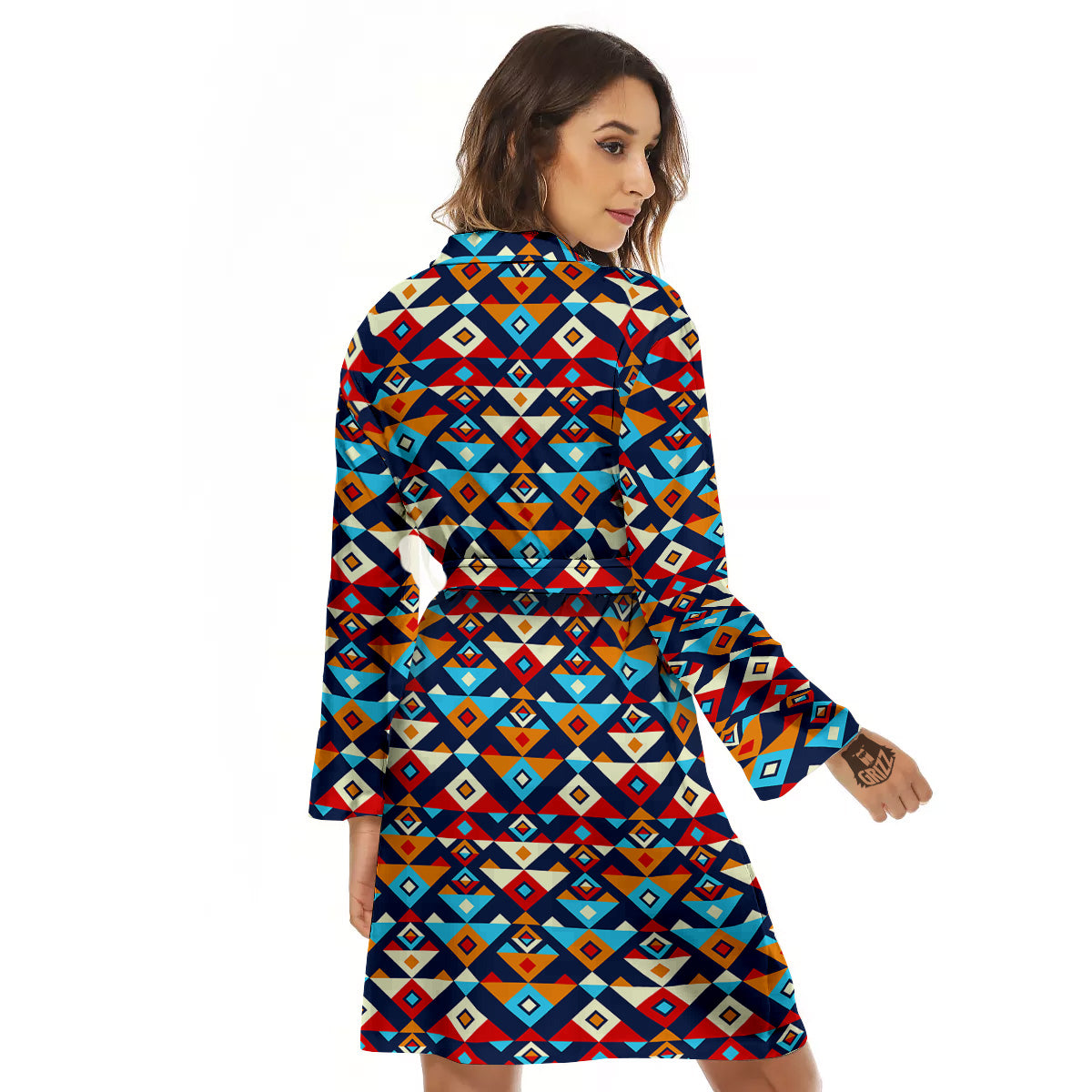 Ethnic Boho Colorful Print Pattern Women's Robe-grizzshop