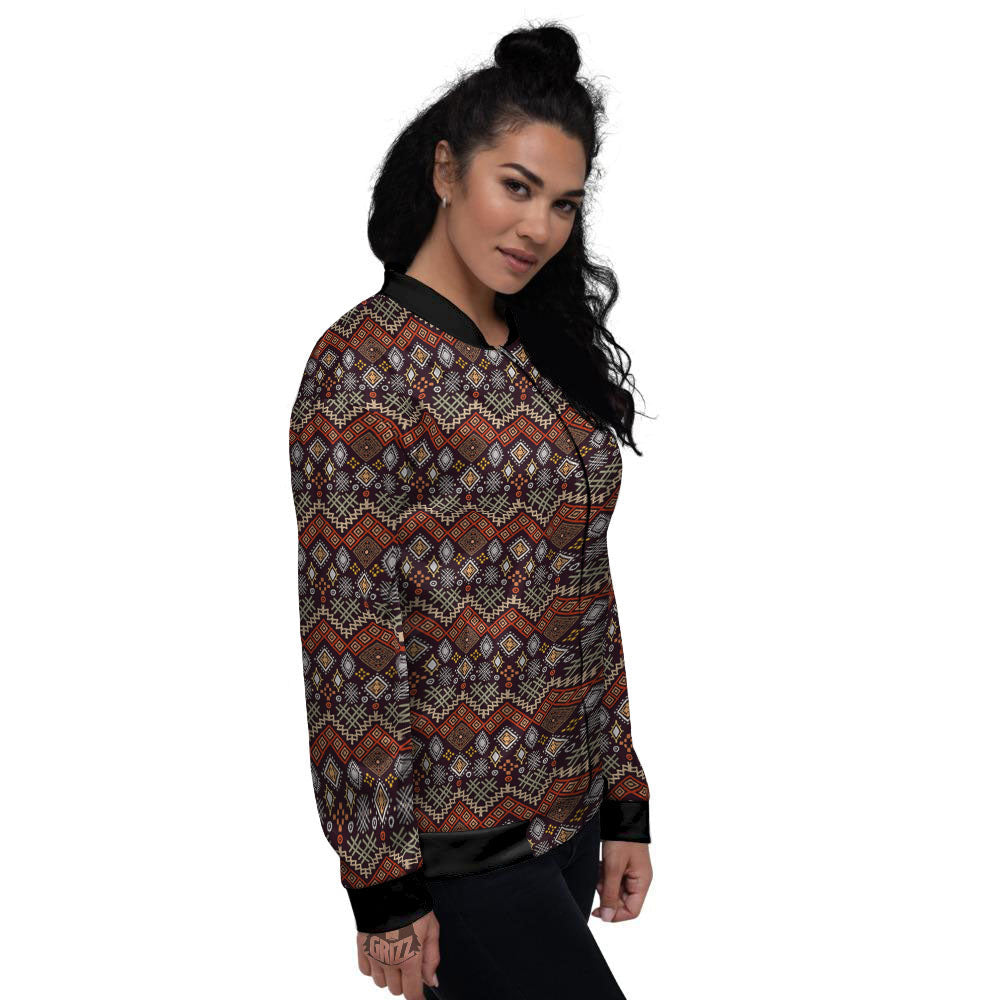 Ethnic Boho Print Pattern Women's Bomber Jacket-grizzshop