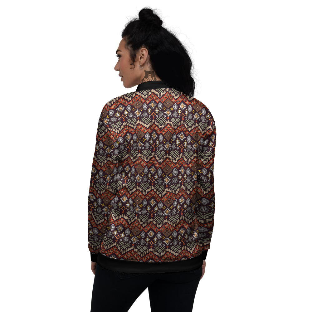 Ethnic Boho Print Pattern Women's Bomber Jacket-grizzshop