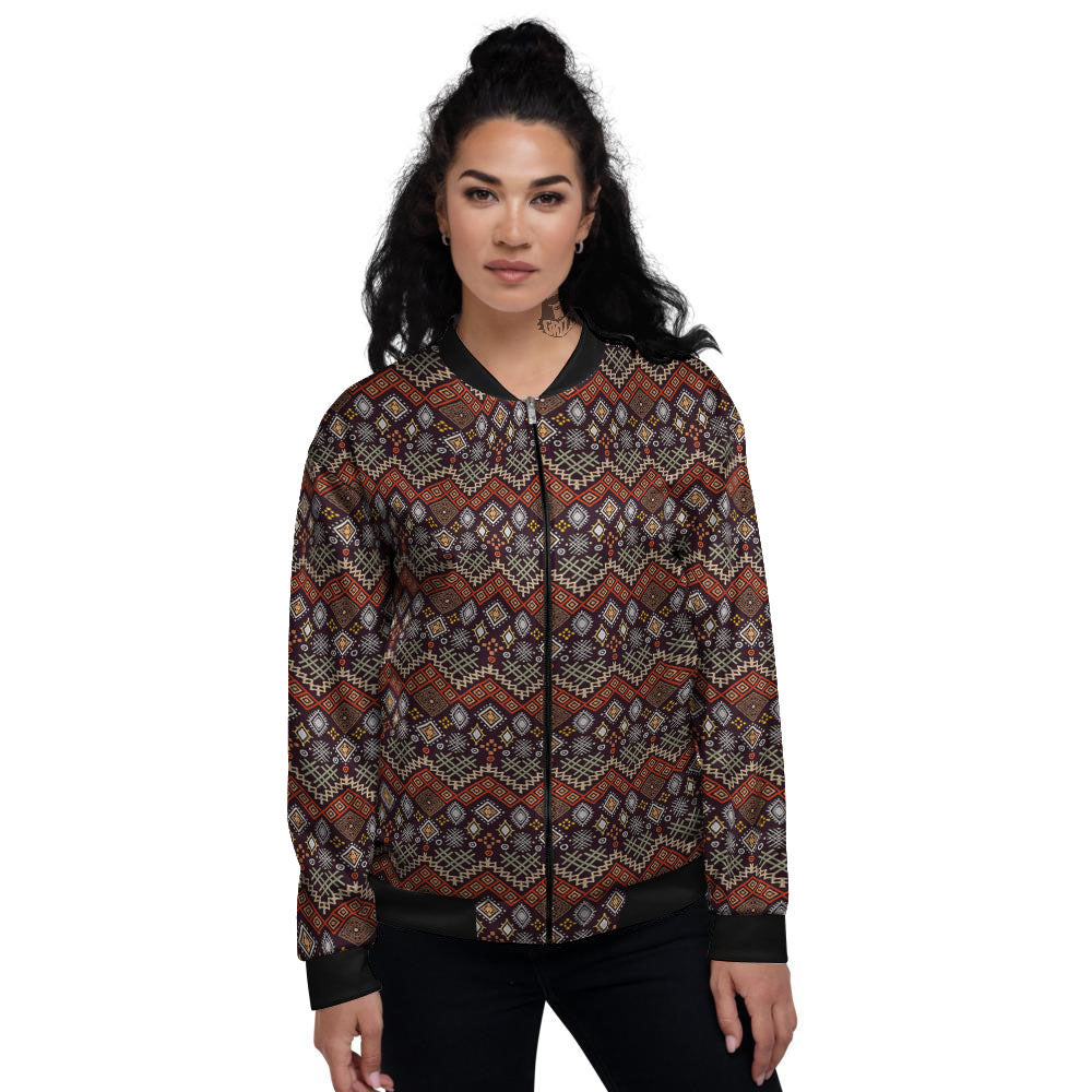 Ethnic Boho Print Pattern Women's Bomber Jacket-grizzshop