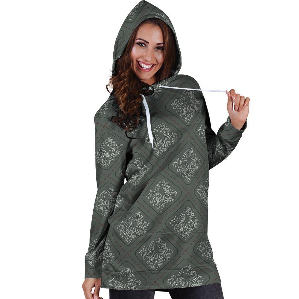 Ethnic Celtic Viking Hoodie Dress-grizzshop