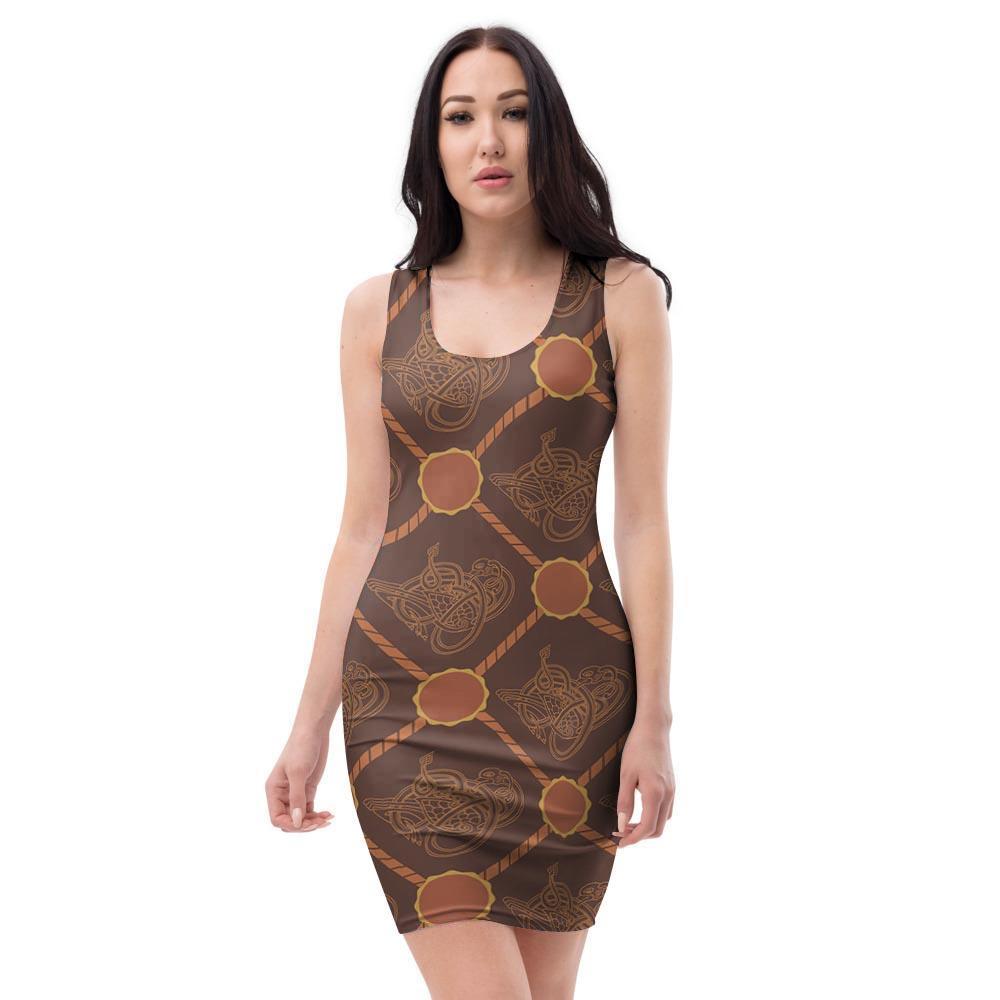 Ethnic Celtic Viking Norse Bodycon Dress-grizzshop