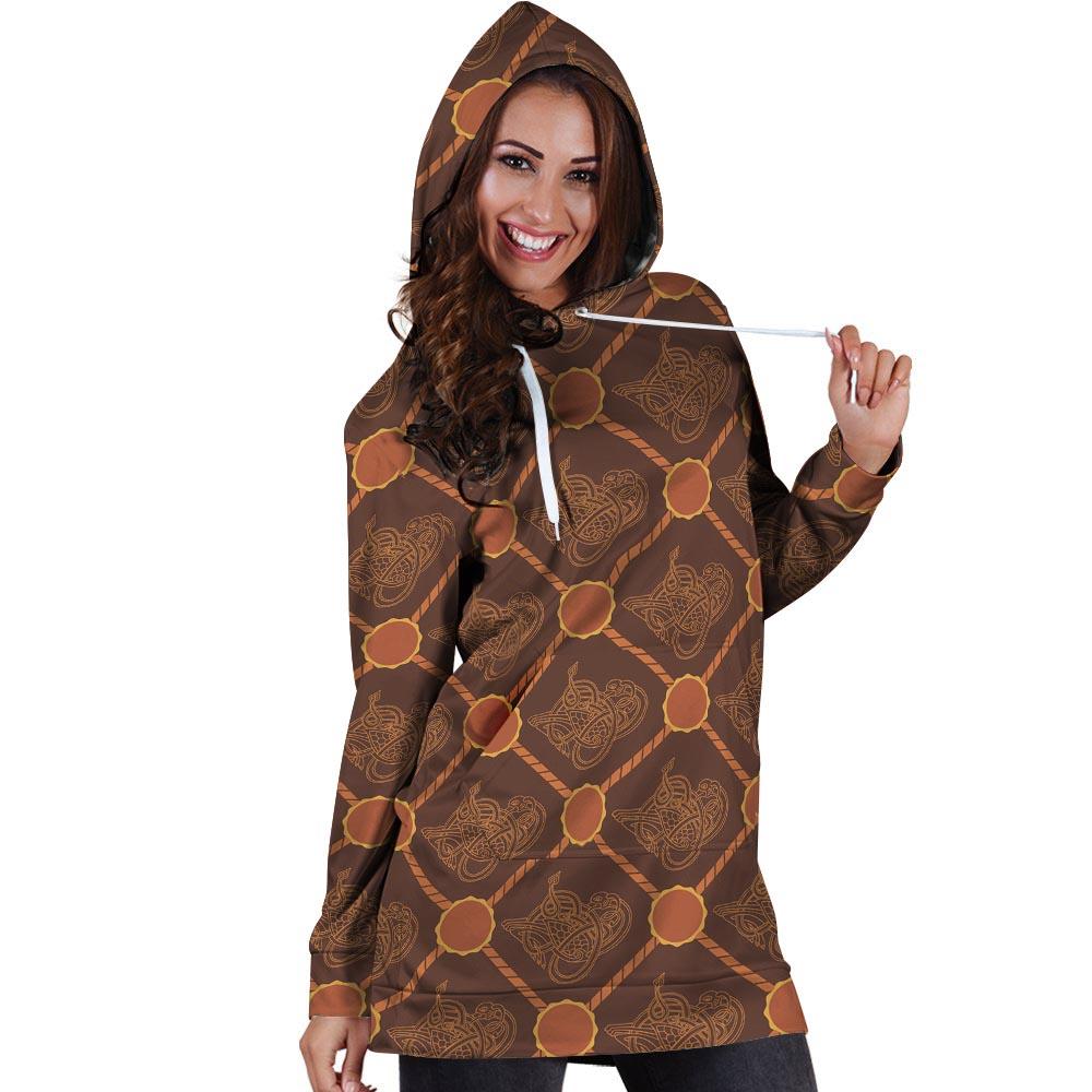 Ethnic Celtic Viking Norse Hoodie Dress-grizzshop