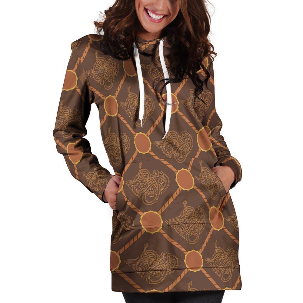 Ethnic Celtic Viking Norse Hoodie Dress-grizzshop