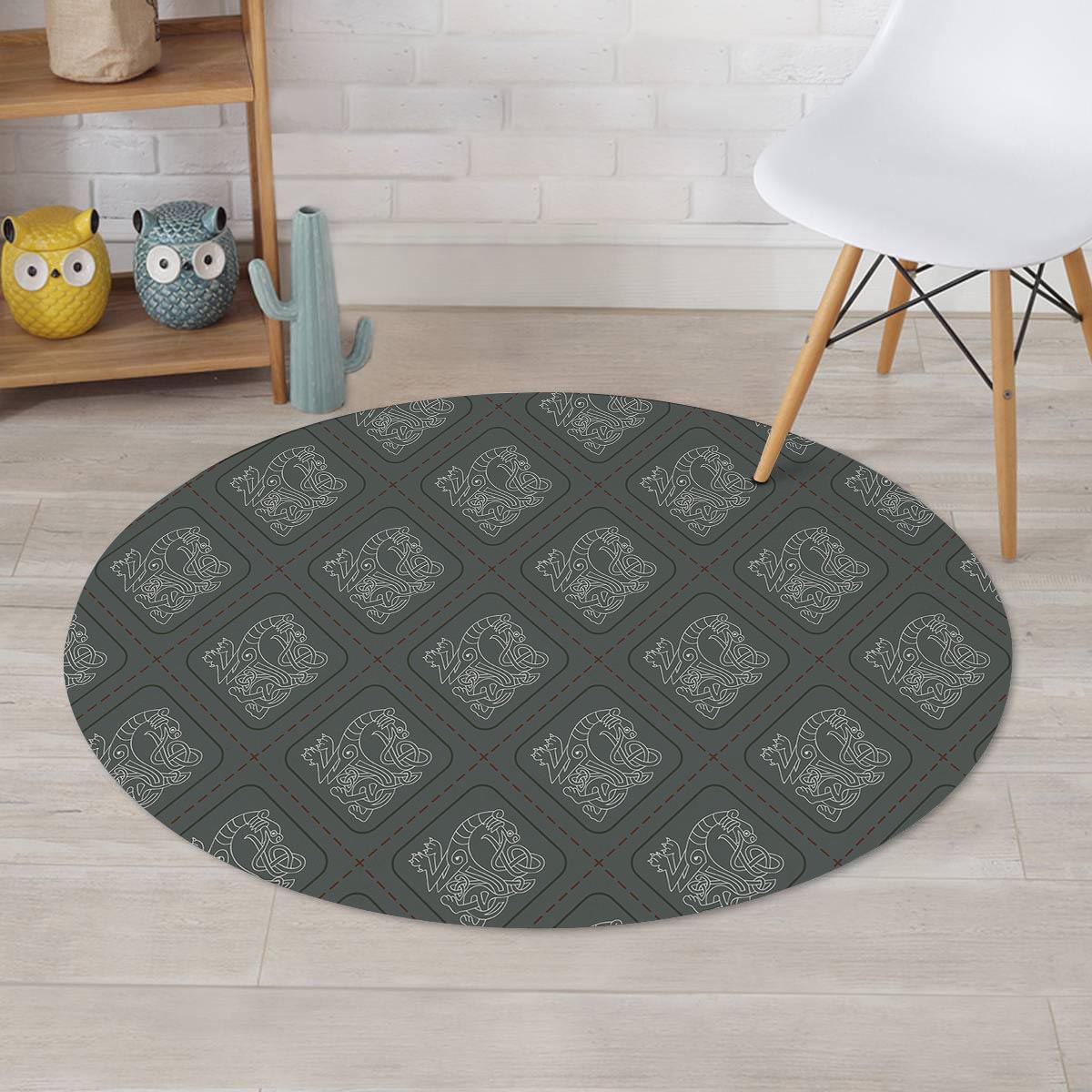 Ethnic Celtic Viking Round Rug-grizzshop