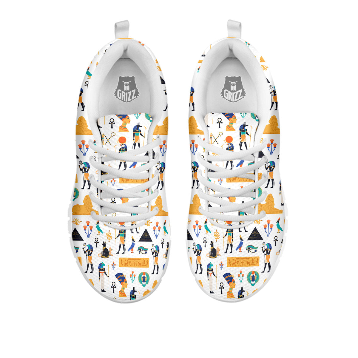 Ethnic Egyptian Print Pattern White Sneaker-grizzshop