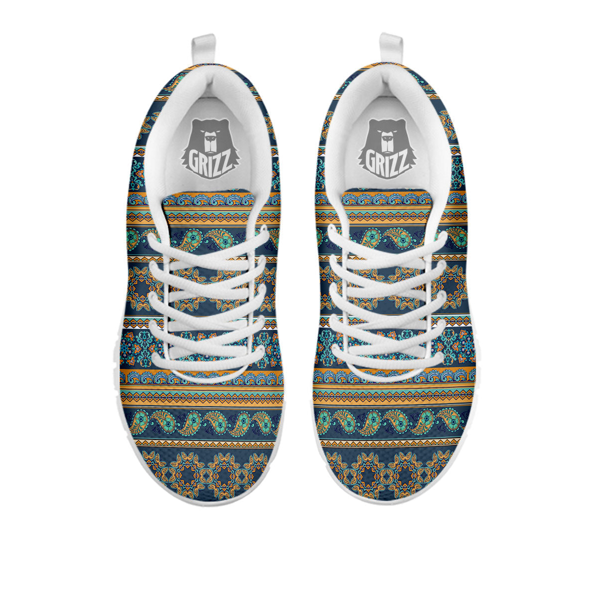Ethnic Indian Print Pattern White Sneaker-grizzshop