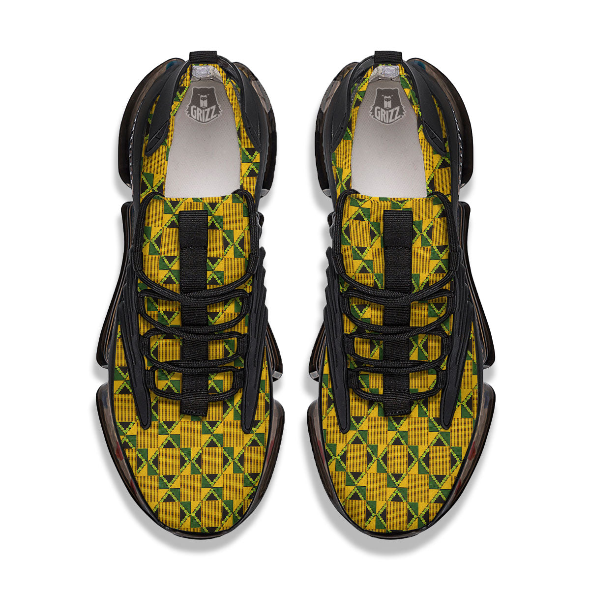 Ethnic Kente Print Pattern Black Gym Shoes-grizzshop