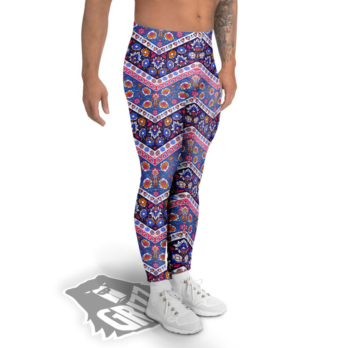 Ethnic Mandala And Indian Paisley Print Pattern Men's Leggings-grizzshop