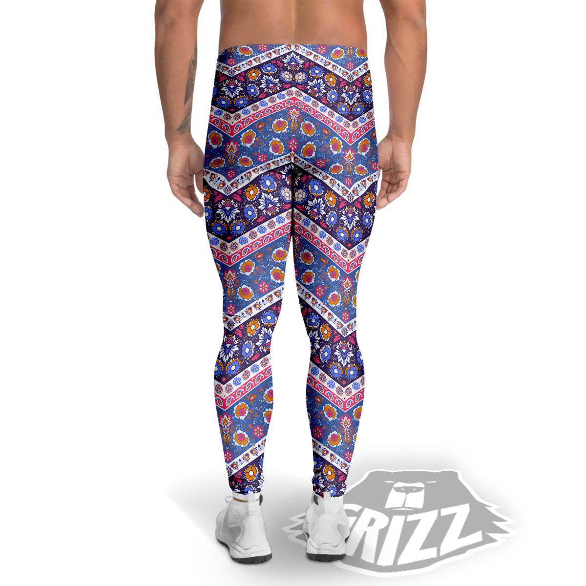 Ethnic Mandala And Indian Paisley Print Pattern Men's Leggings-grizzshop