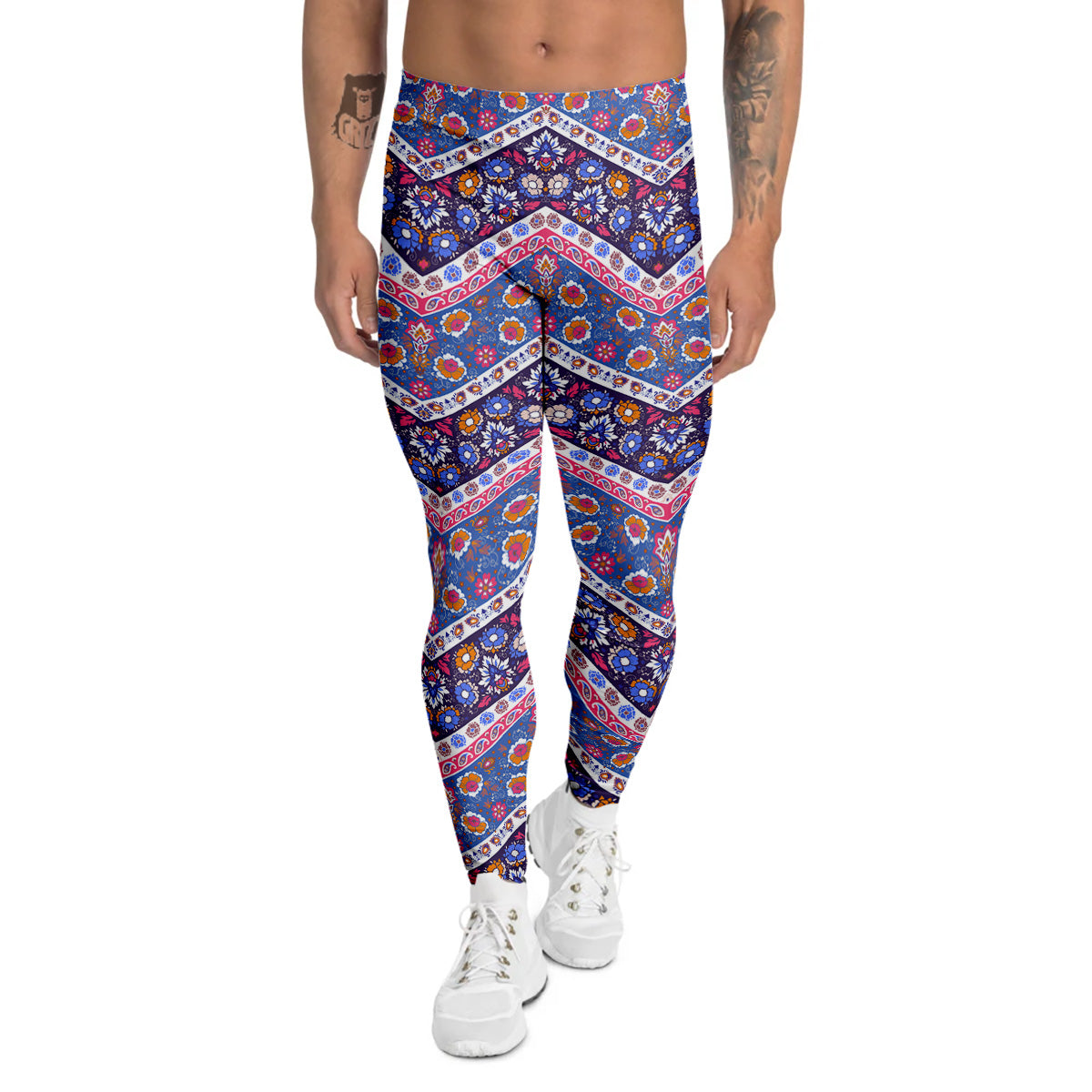 Ethnic Mandala And Indian Paisley Print Pattern Men's Leggings-grizzshop