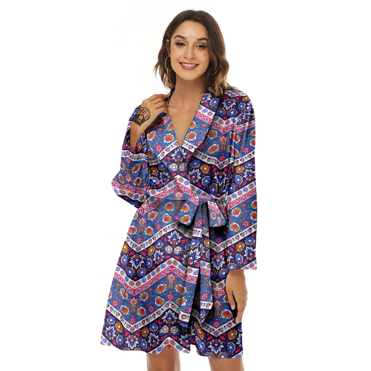 Ethnic Mandala And Indian Paisley Print Pattern Women's Robe-grizzshop