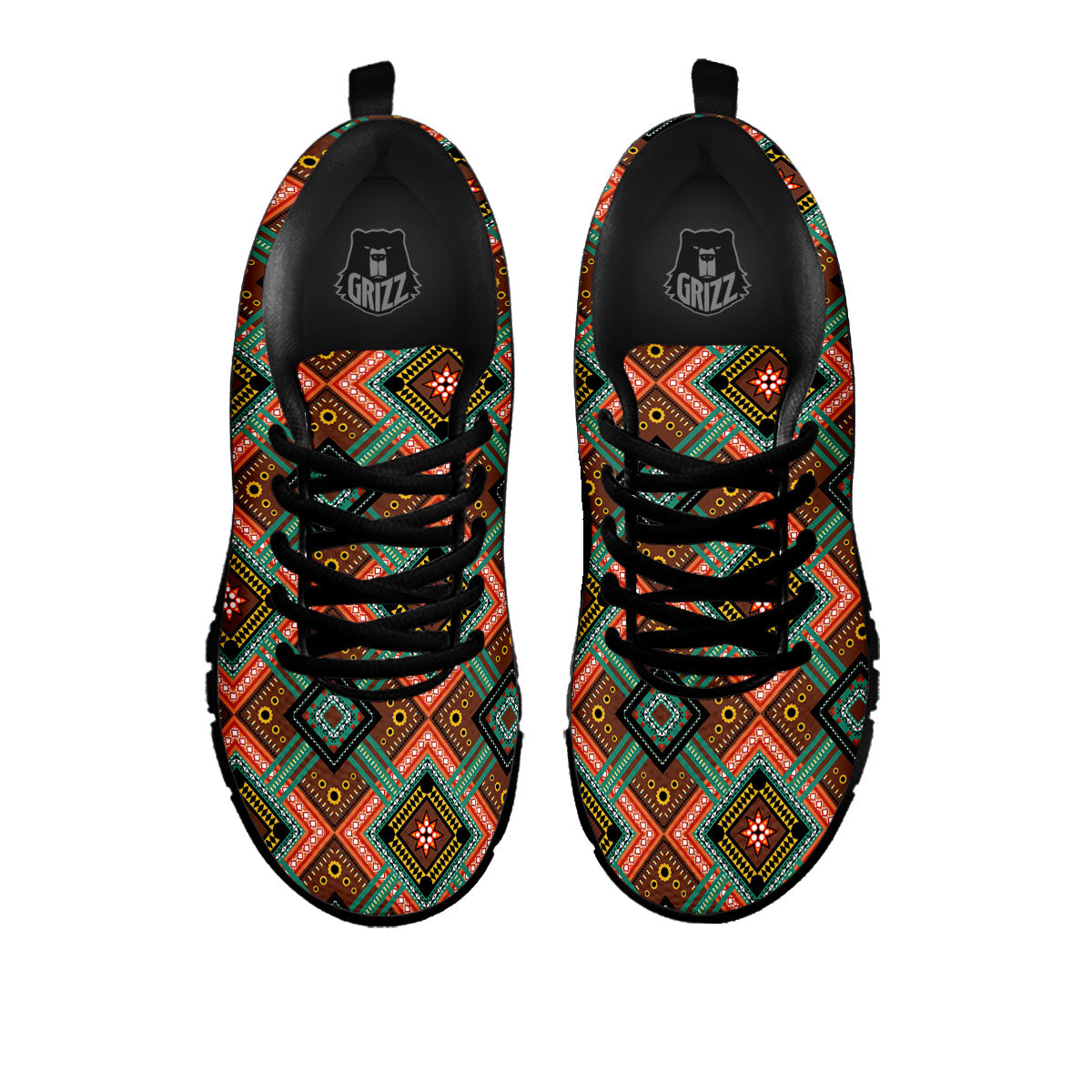 Ethnic Mandala Red Tribal Print Black Sneaker-grizzshop