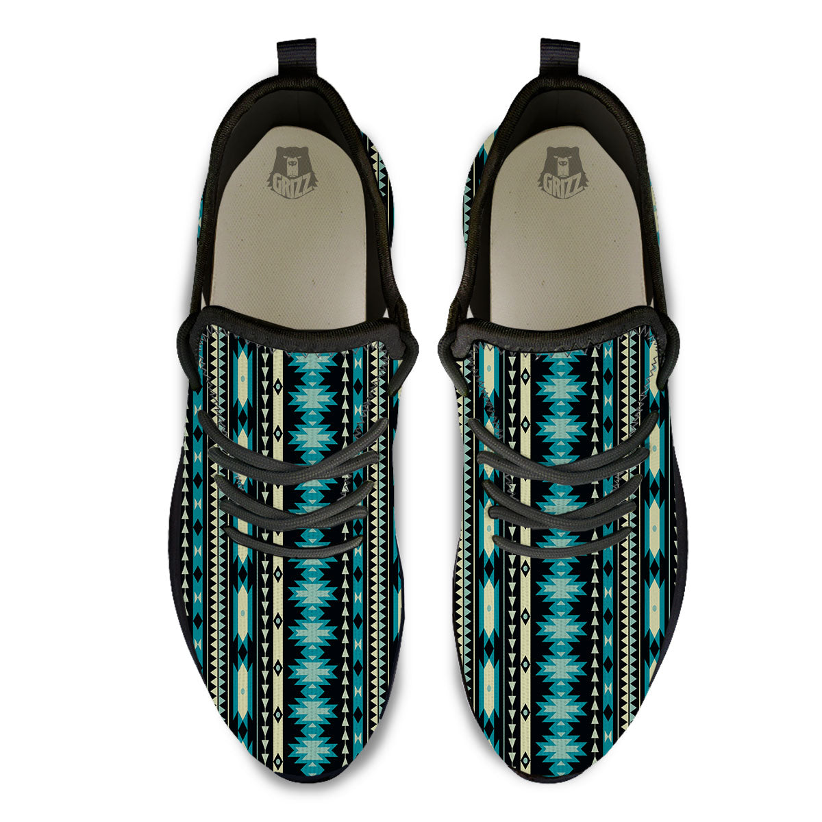 Ethnic Native Print Pattern Black Athletic Shoes-grizzshop