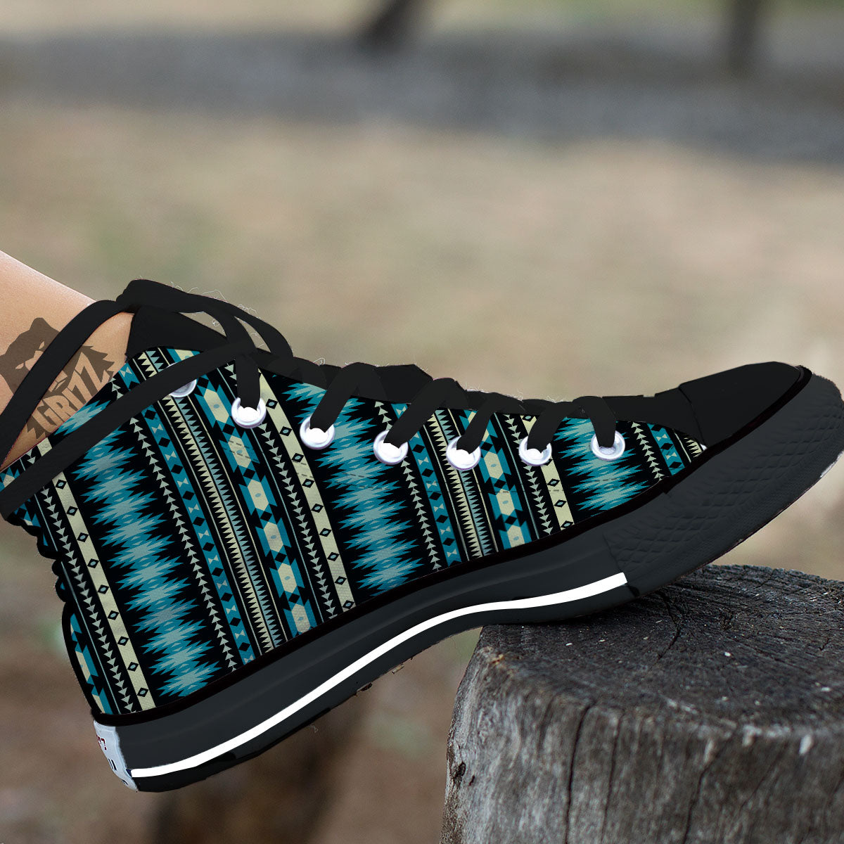 Ethnic Native Print Pattern High Top Shoes-grizzshop