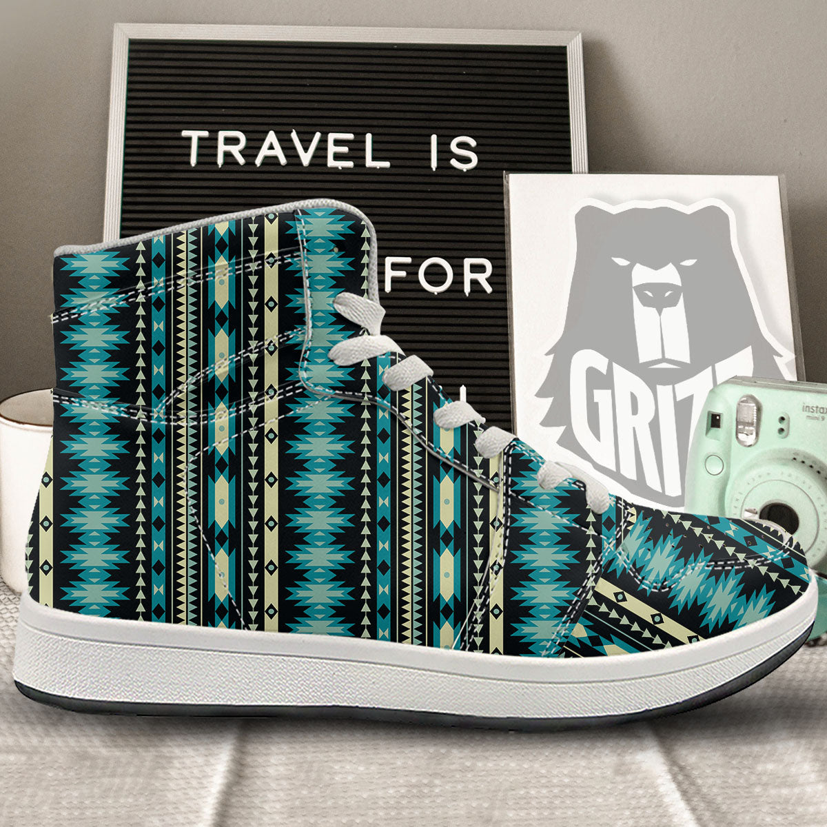 Ethnic Native Print Pattern High Top Sneakers-grizzshop