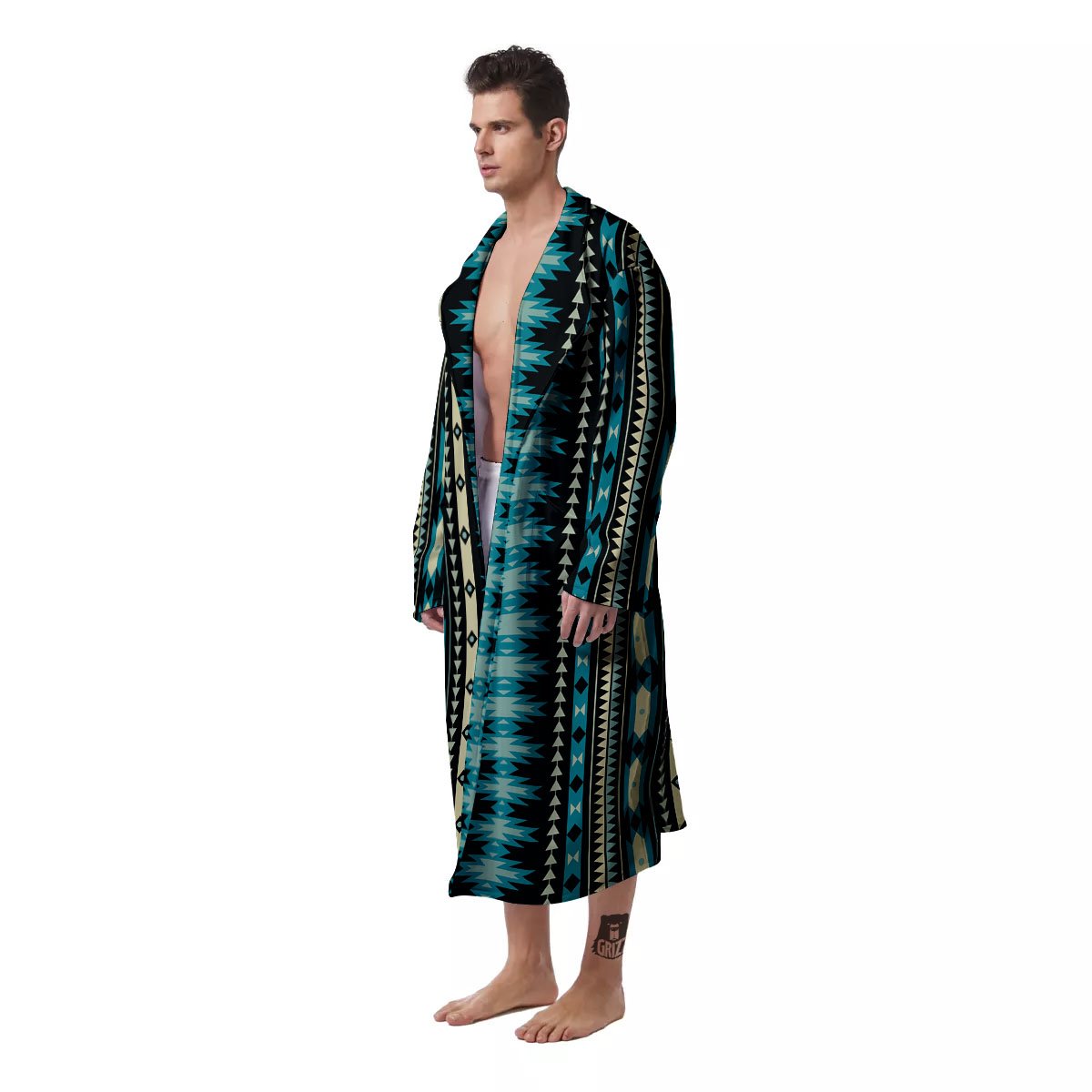 Ethnic Native Print Pattern Men's Robe-grizzshop