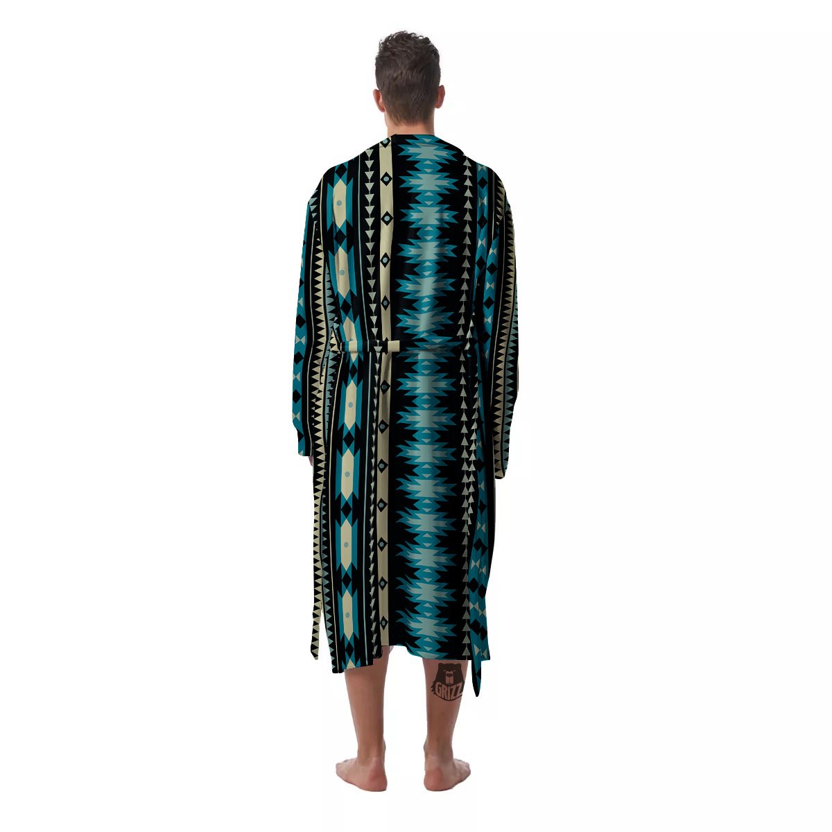 Ethnic Native Print Pattern Men's Robe-grizzshop