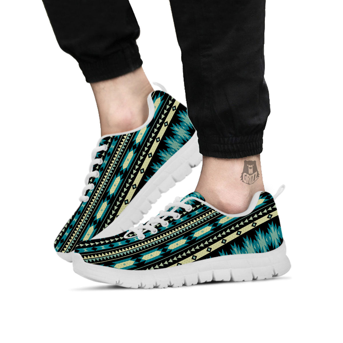 Ethnic Native Print Pattern White Sneaker-grizzshop