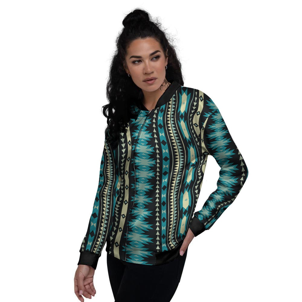Ethnic Native Print Pattern Women's Bomber Jacket-grizzshop