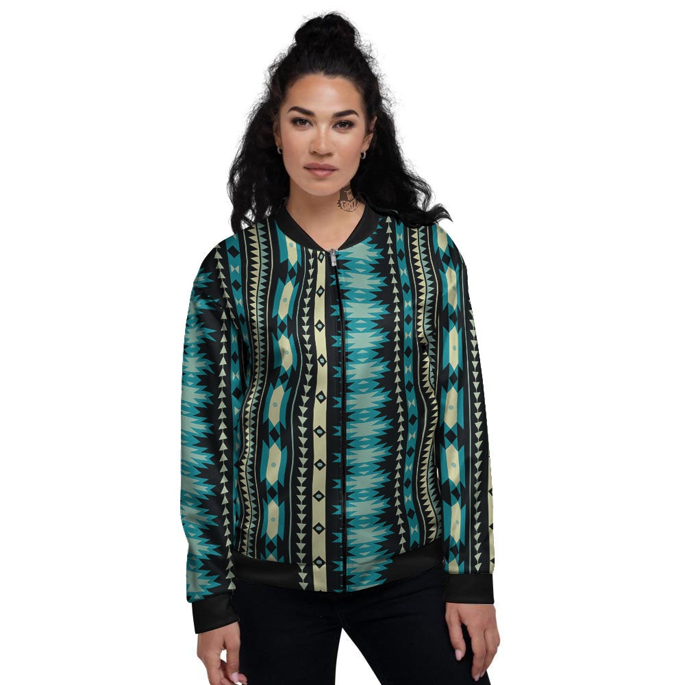 Ethnic Native Print Pattern Women's Bomber Jacket-grizzshop