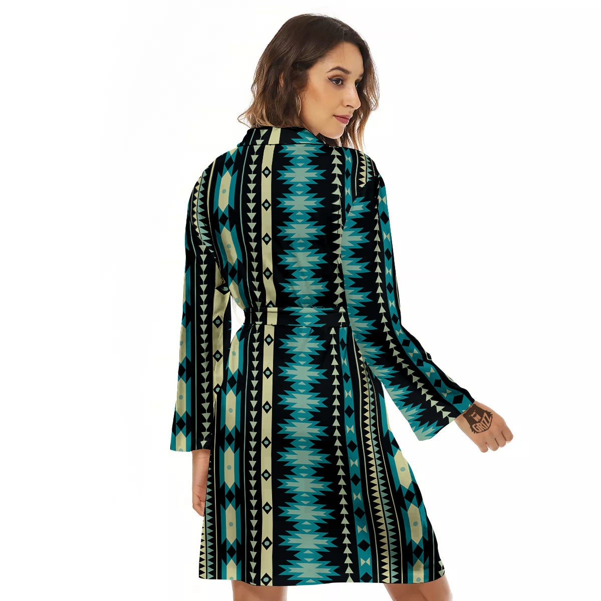 Ethnic Native Print Pattern Women's Robe-grizzshop