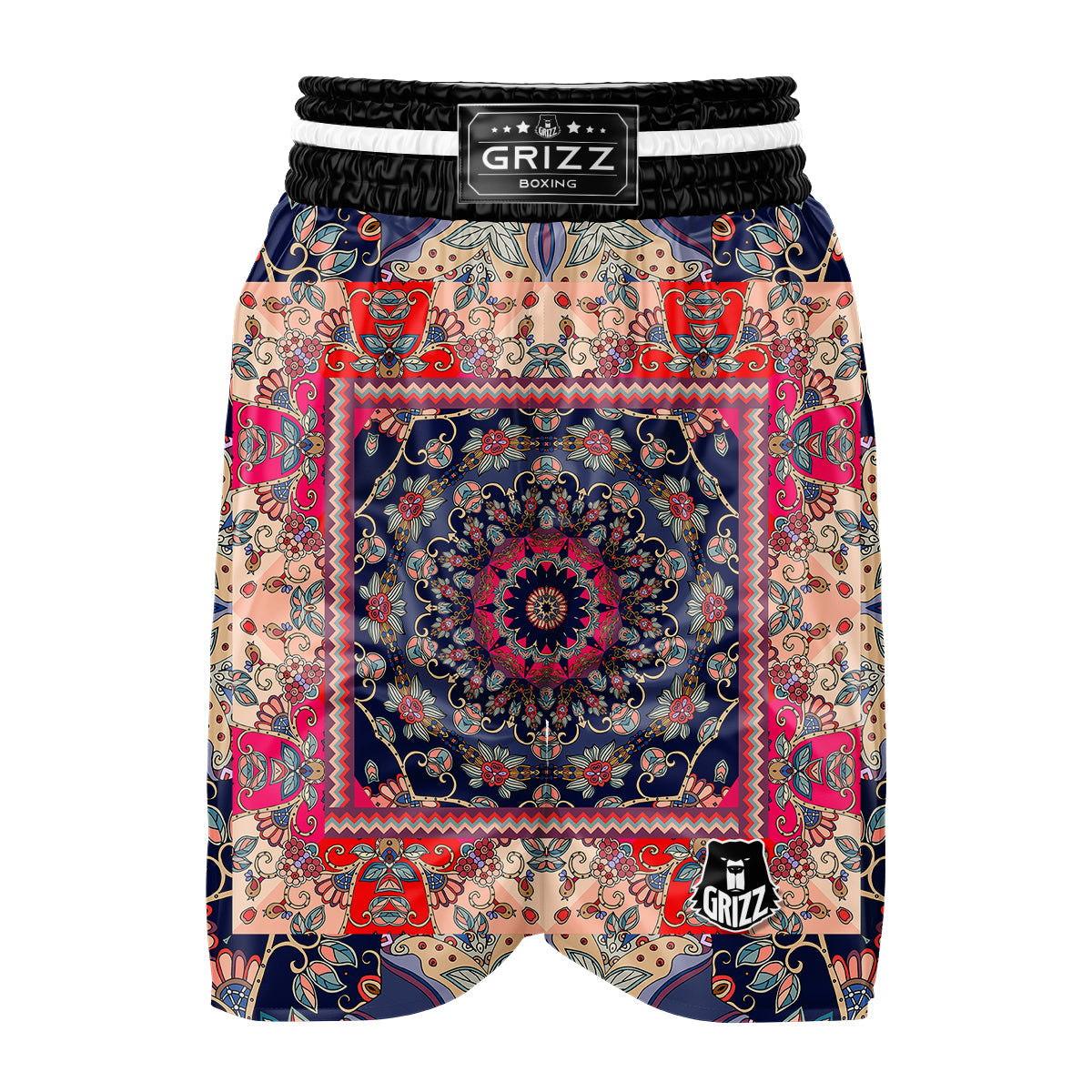 Ethnic Patchwork Square Print Boxing Shorts-grizzshop