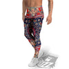 Ethnic Patchwork Square Print Men's Leggings-grizzshop