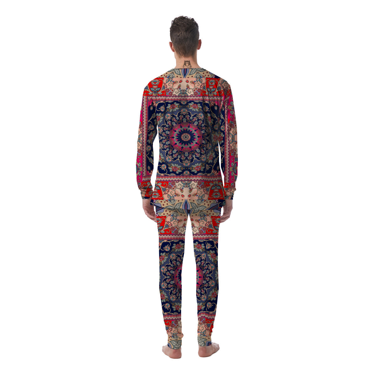 Ethnic Patchwork Square Print Men's Pajamas-grizzshop