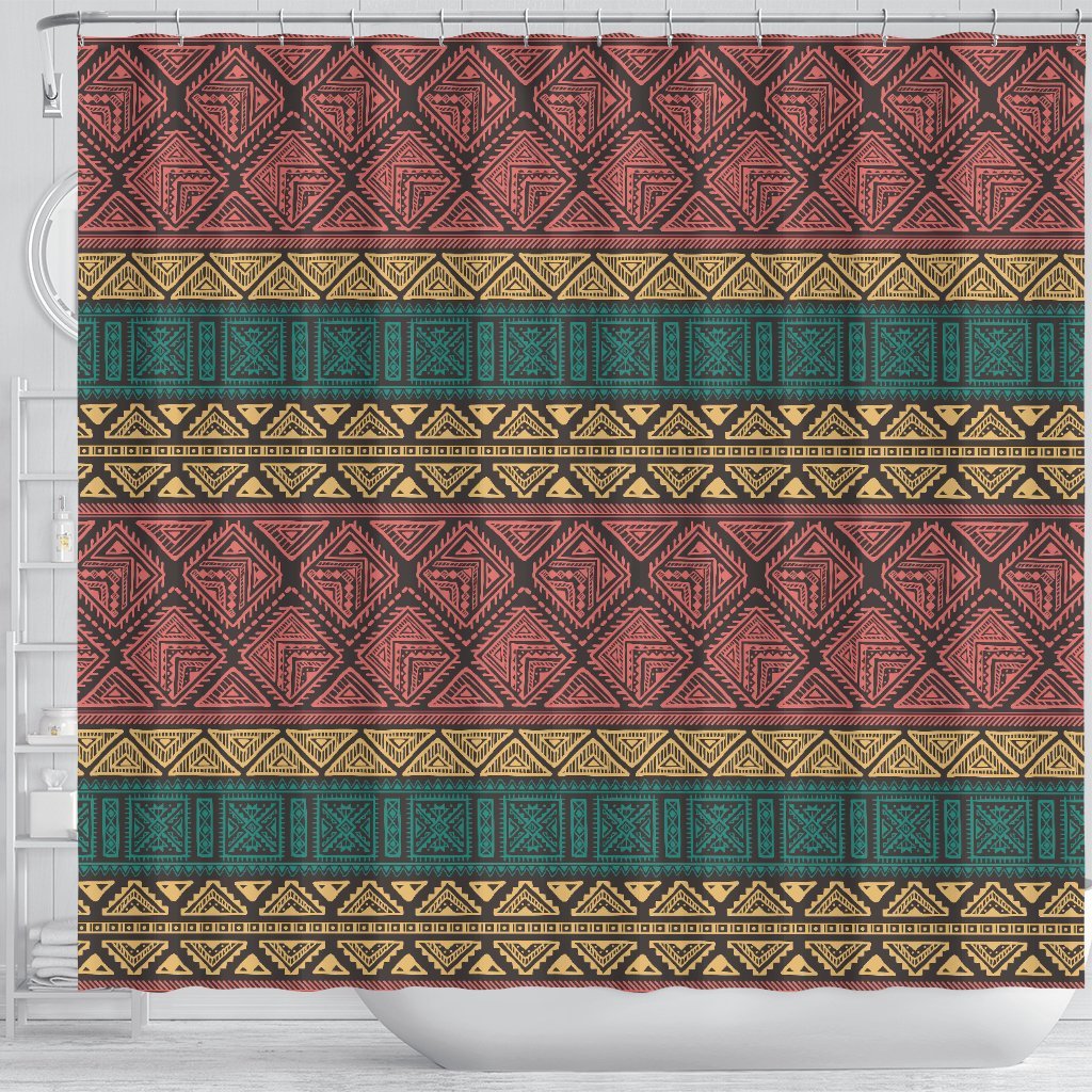 Ethnic Pattern Print Bathroom Shower Curtain-grizzshop