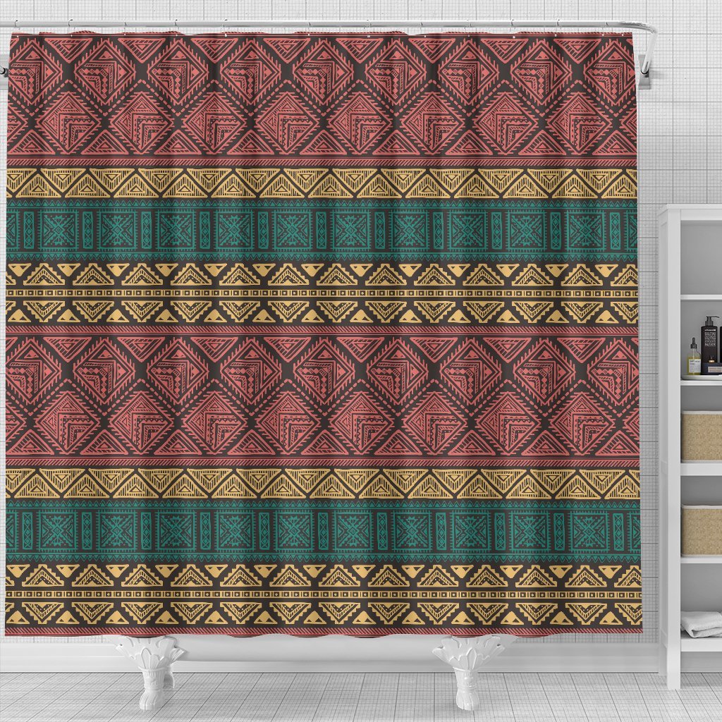 Ethnic Pattern Print Bathroom Shower Curtain-grizzshop