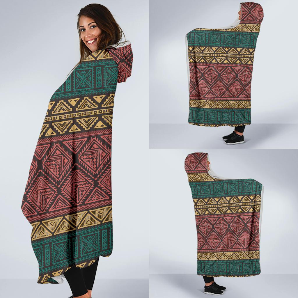 Ethnic Pattern Print Hooded Blanket-grizzshop