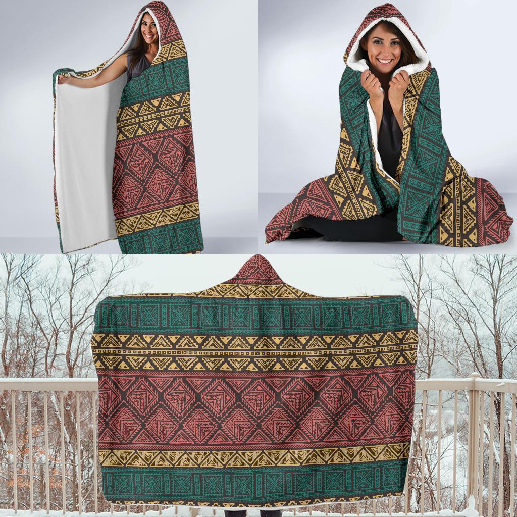 Ethnic Pattern Print Hooded Blanket-grizzshop