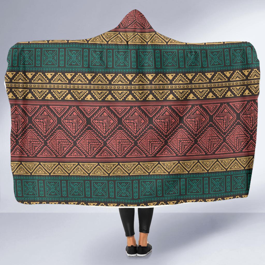 Ethnic Pattern Print Hooded Blanket-grizzshop