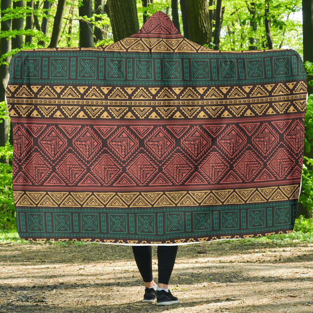Ethnic Pattern Print Hooded Blanket-grizzshop