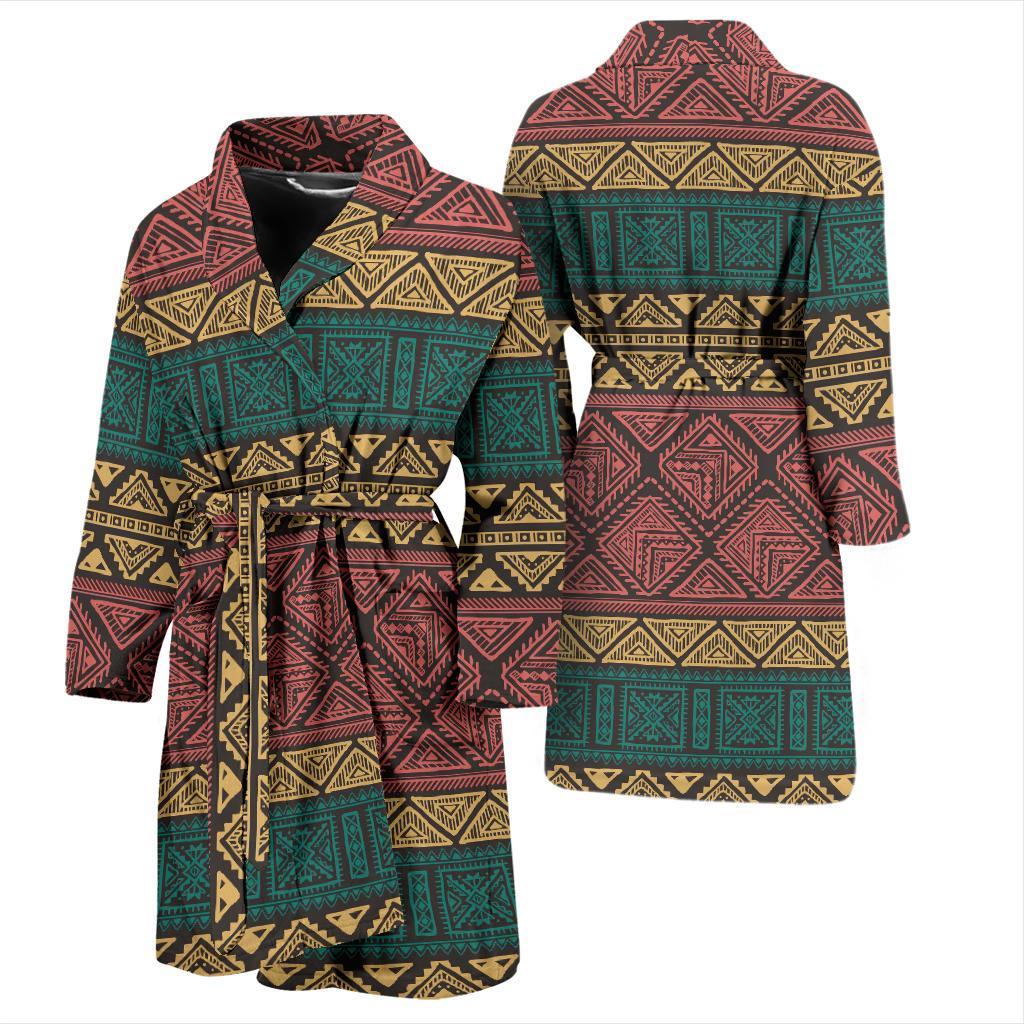 Ethnic Pattern Print Men Long Robe-grizzshop