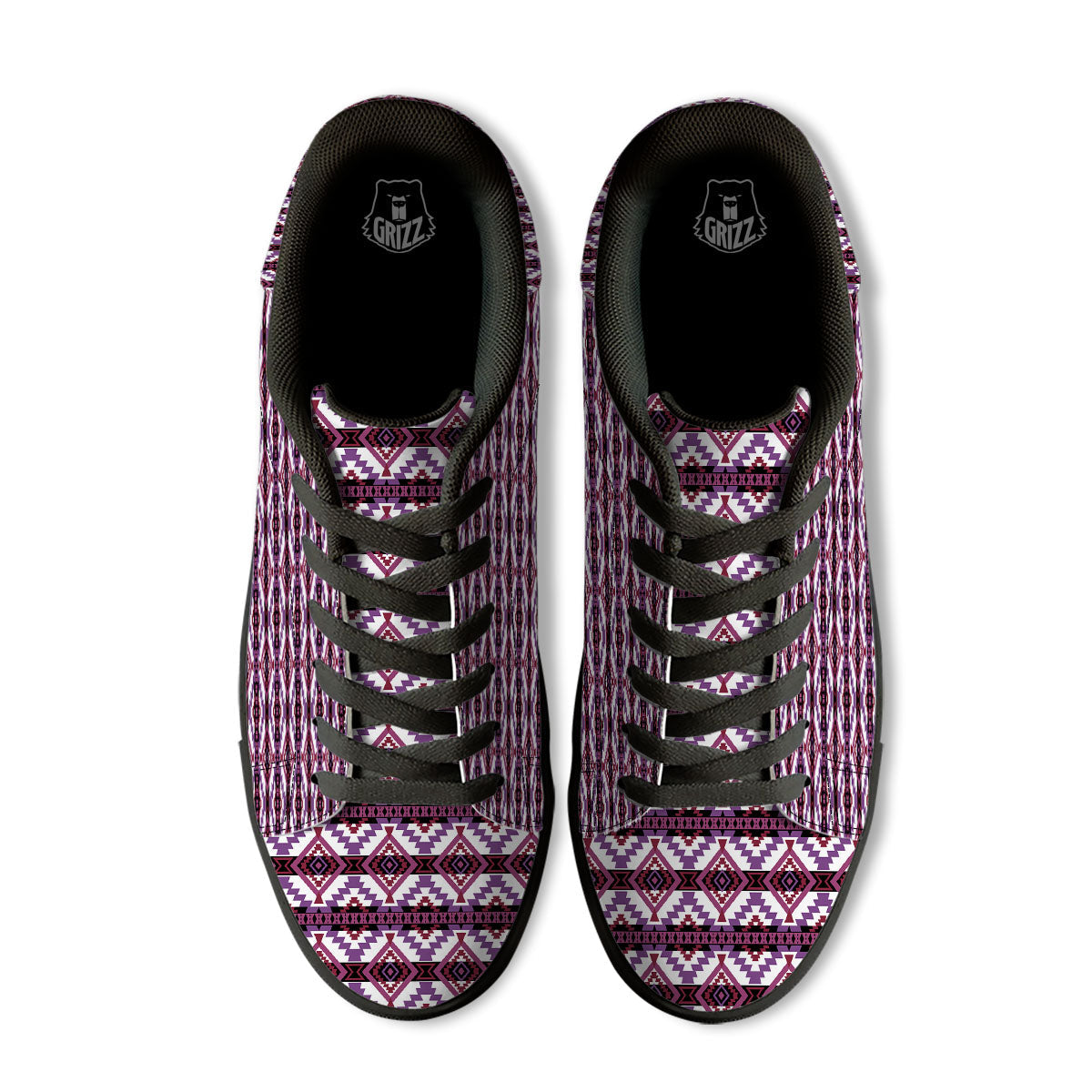Ethnic Pink African Print Pattern Black Low Top Sneakers-grizzshop