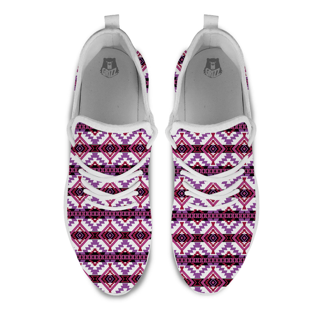 Ethnic Pink African Print Pattern White Athletic Shoes-grizzshop