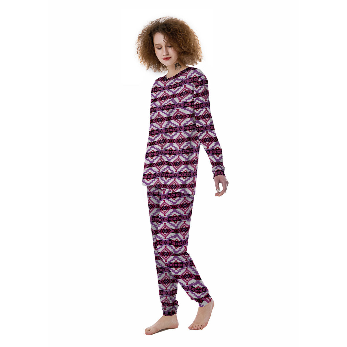 Ethnic Pink African Print Pattern Women's Pajamas-grizzshop