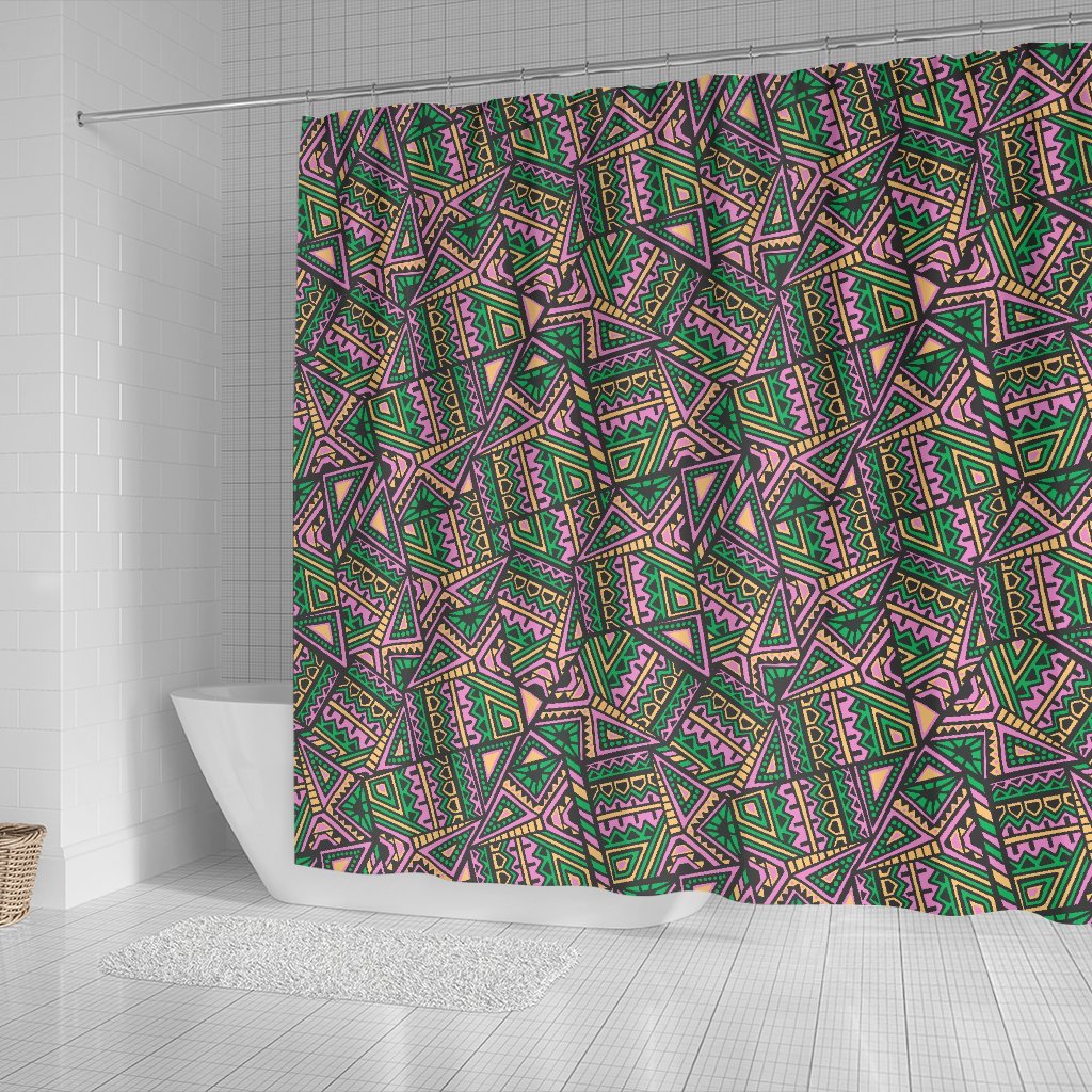 Ethnic Pink Print Pattern Bathroom Shower Curtain-grizzshop