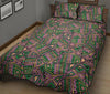 Ethnic Pink Print Pattern Bed Set Quilt-grizzshop