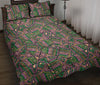 Ethnic Pink Print Pattern Bed Set Quilt-grizzshop