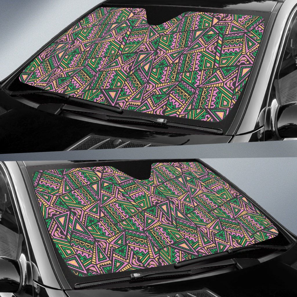 Ethnic Pink Print Pattern Car Sun Shade-grizzshop