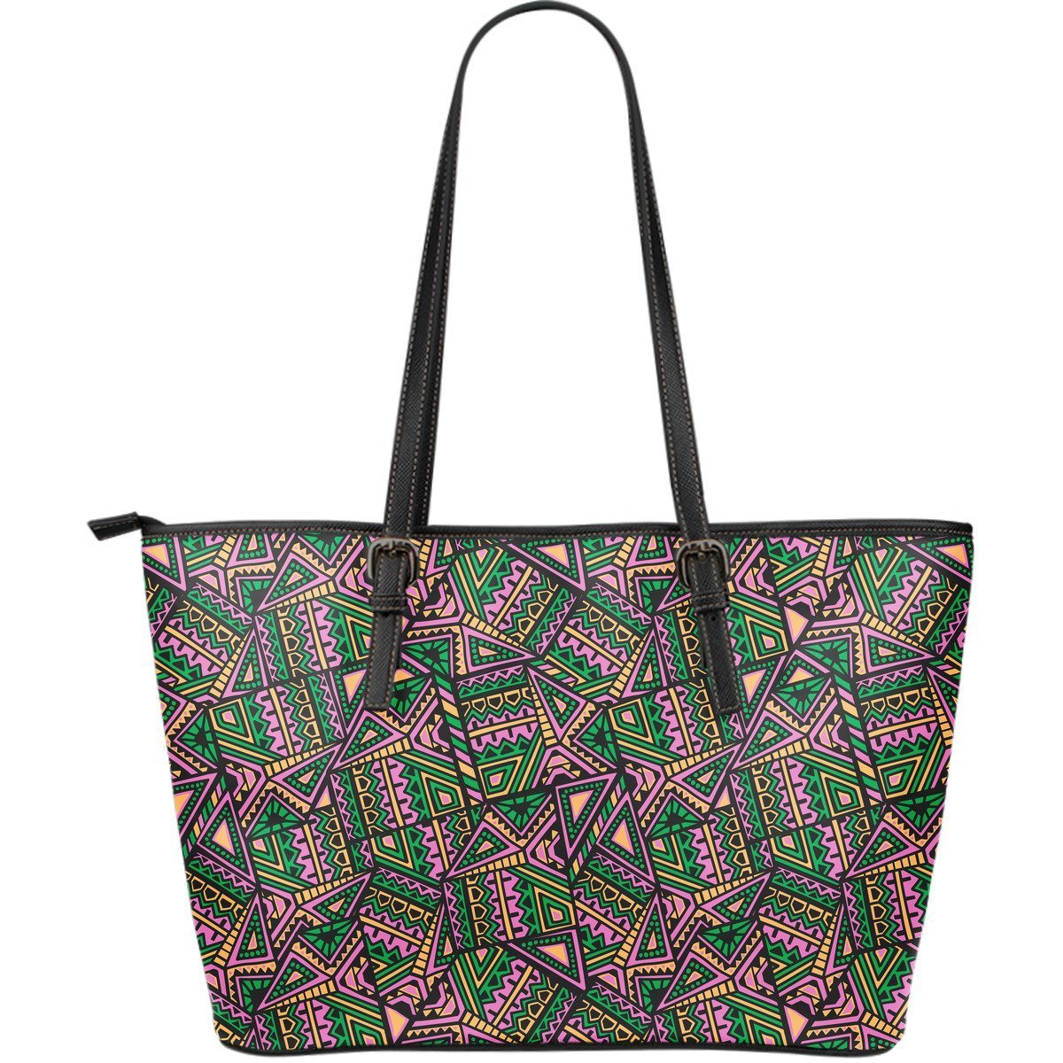 Ethnic Pink Print Pattern Leather Tote Bag-grizzshop
