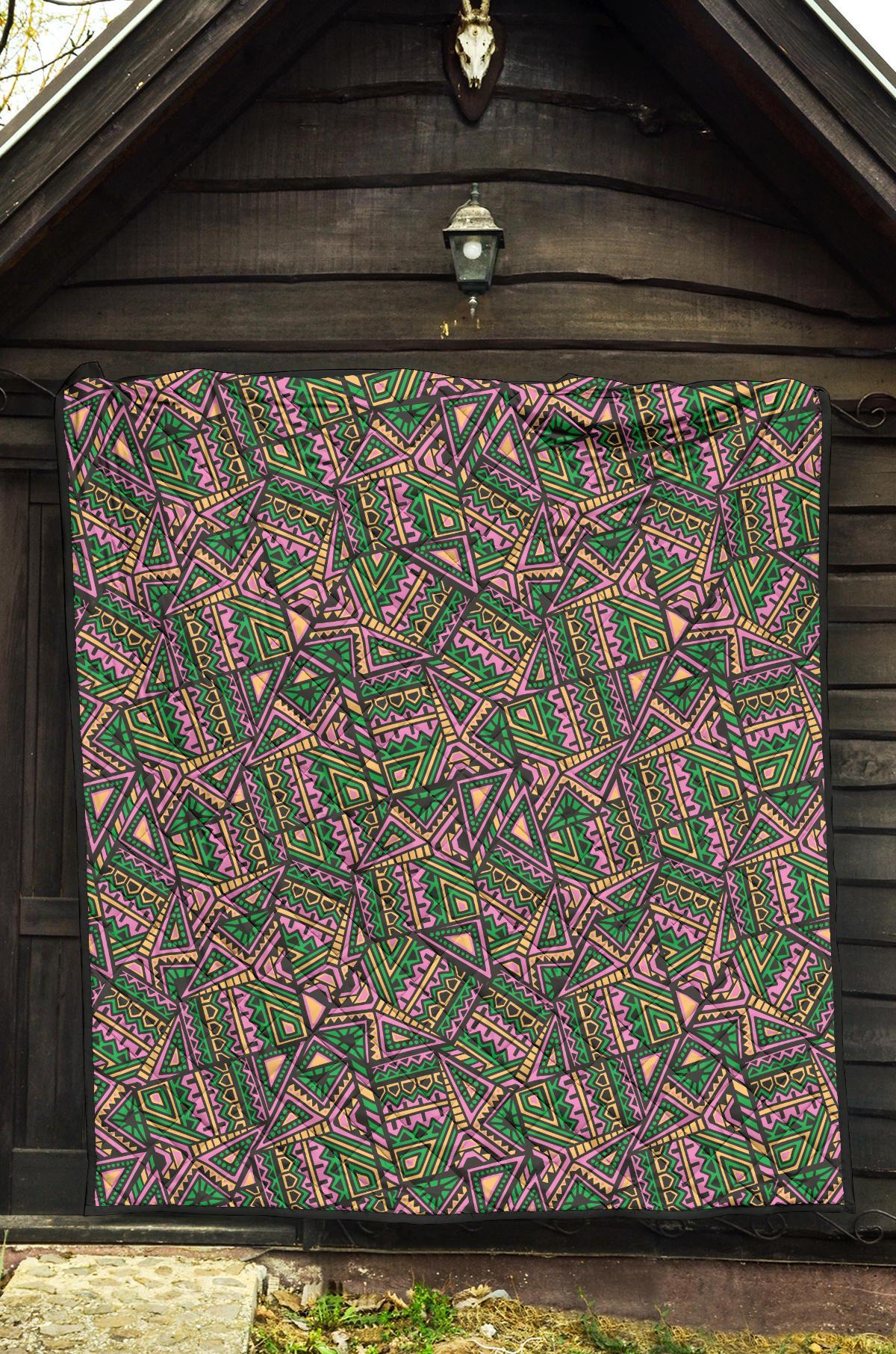Ethnic Pink Print Pattern Quilt-grizzshop