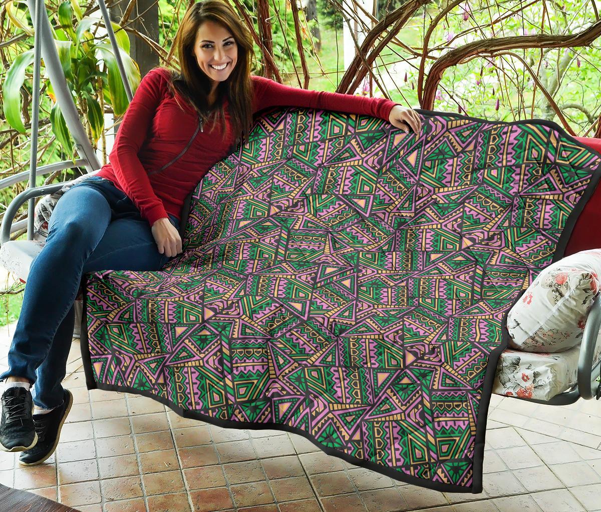 Ethnic Pink Print Pattern Quilt-grizzshop