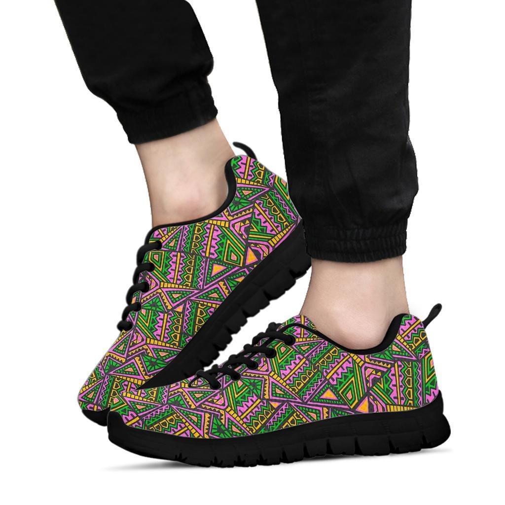 Ethnic Pink Print Pattern Sneaker Shoes For Men Women-grizzshop