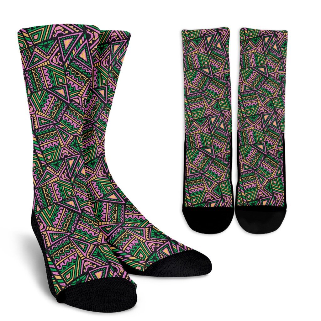 Ethnic Pink Print Pattern Unisex Crew Socks-grizzshop