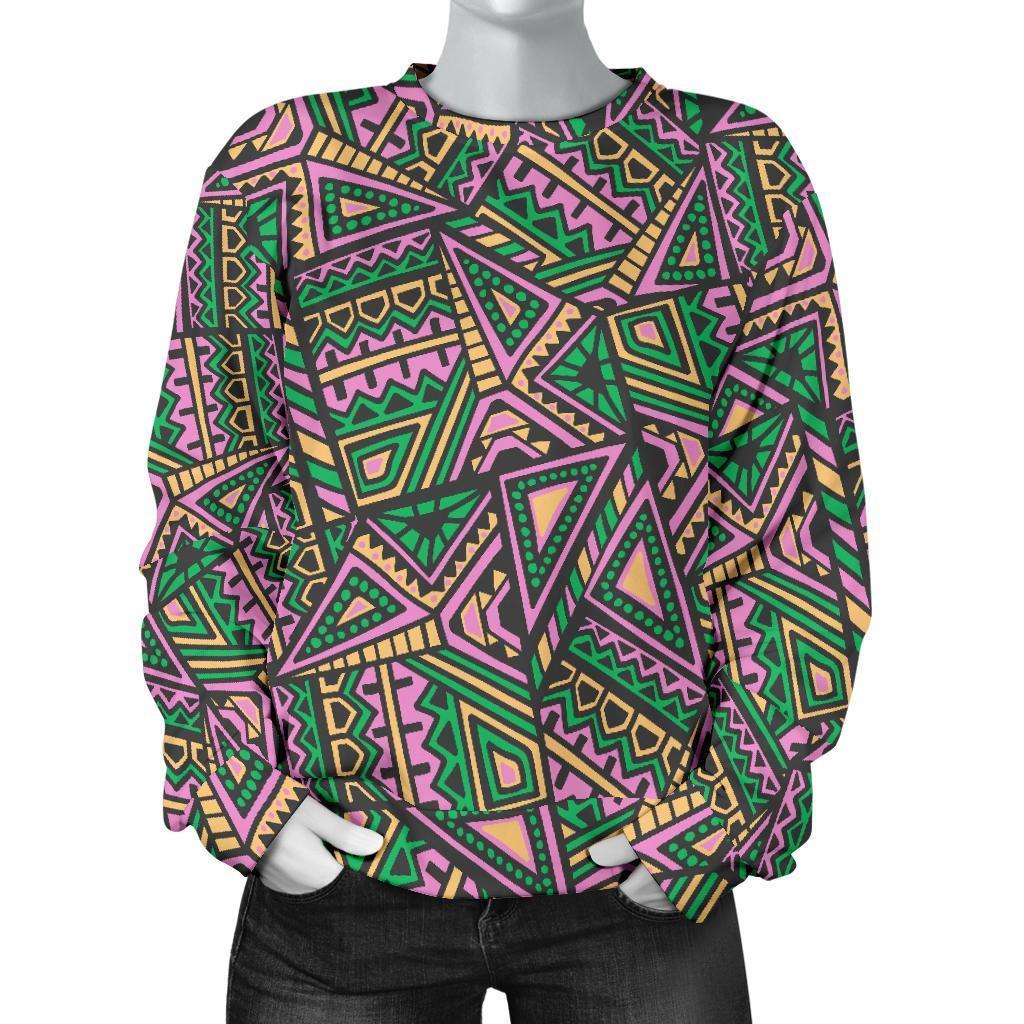 Ethnic Pink Print Pattern Women's Sweatshirt-grizzshop