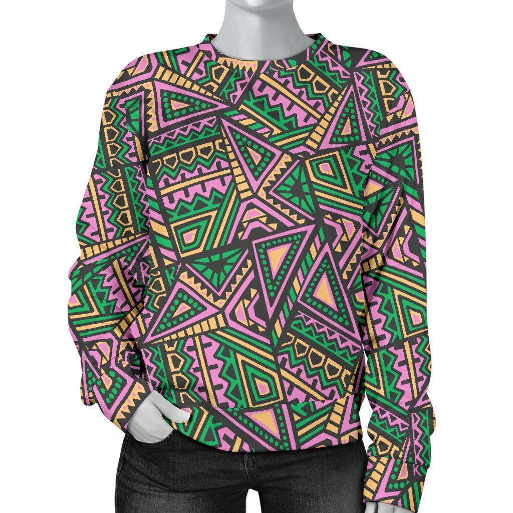 Ethnic Pink Print Pattern Women's Sweatshirt-grizzshop